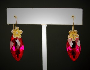 Red Quartz & Gold Earrings