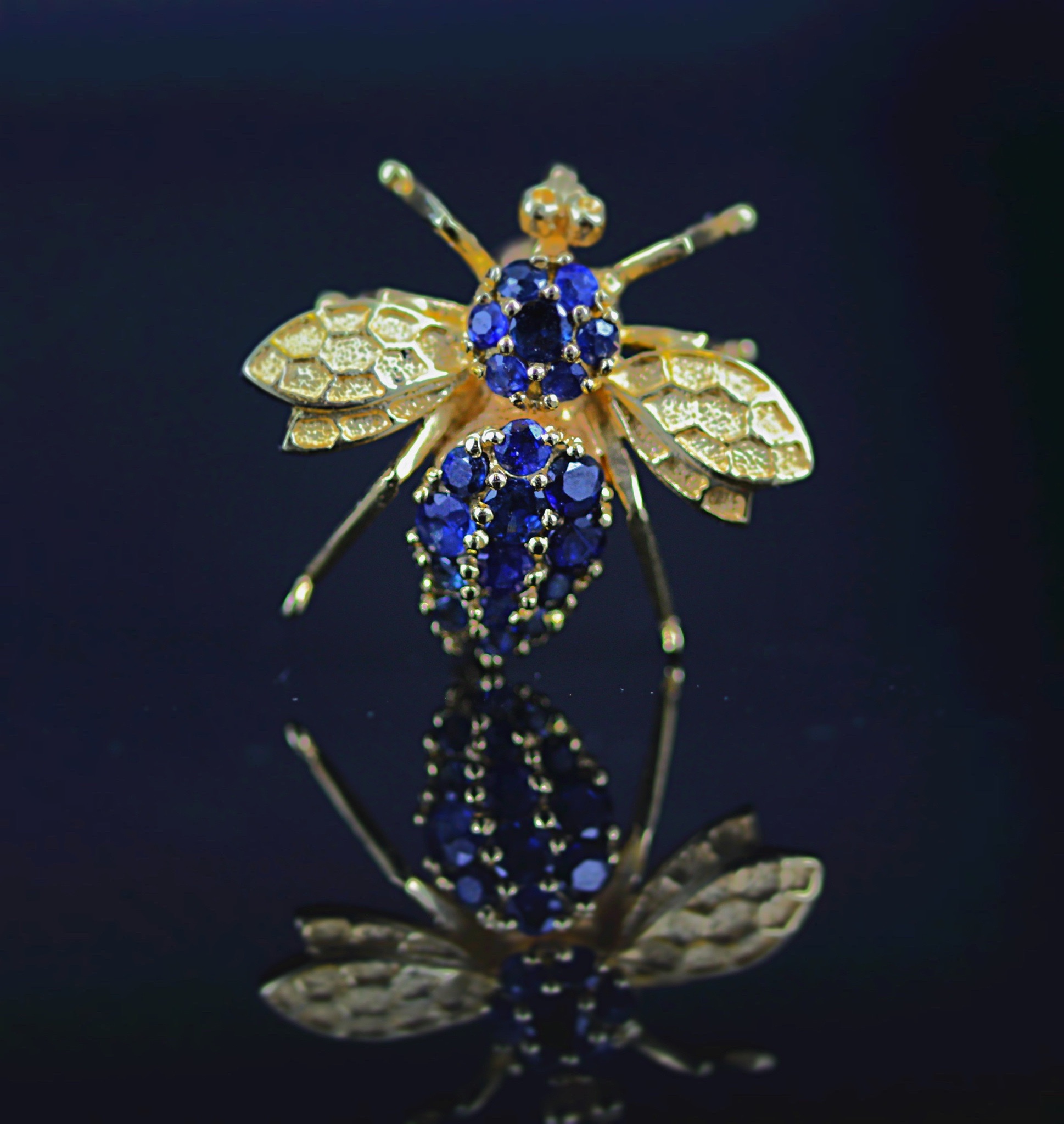 Gold & Sapphire Bee Pin